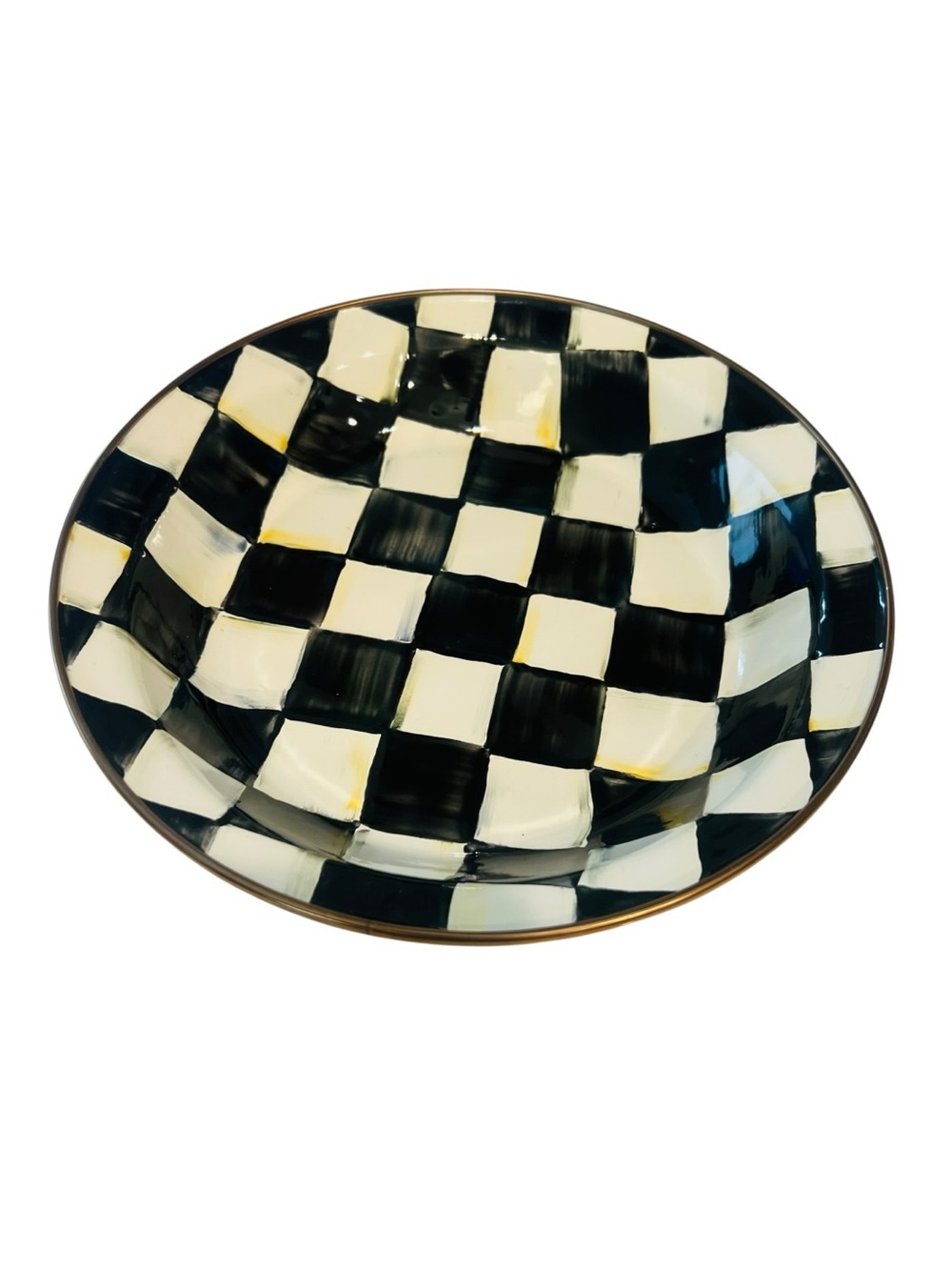 MacKenzie-Childs Courtly Check Enamel Pie Plate 9.5” Hand-Painted Baking Dish